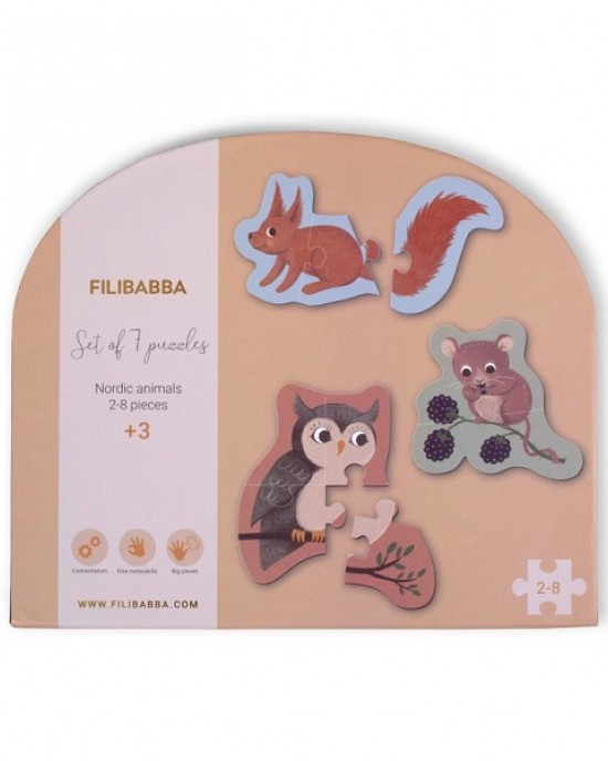 ΣΕΤ 7 PUZZLE NORDIC ANIMALS FILIBABBA